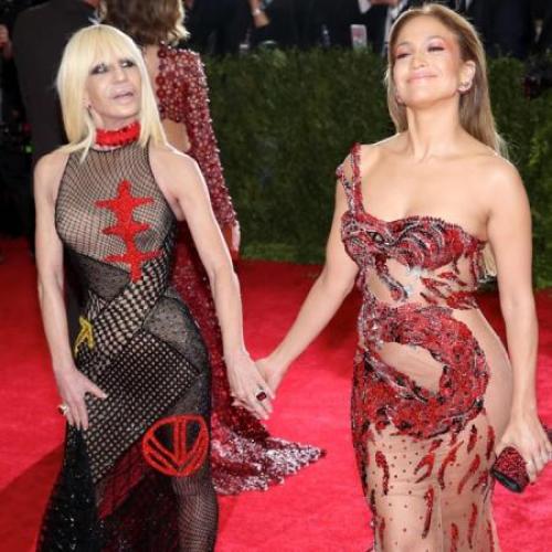 donatella versace first red carpet dress