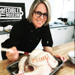 Sarah with her turkey cake (PA Real Life/Sarah Hardy)