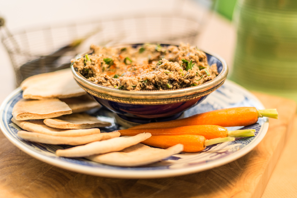 Aubergine Dip with Wheat-free Pitta