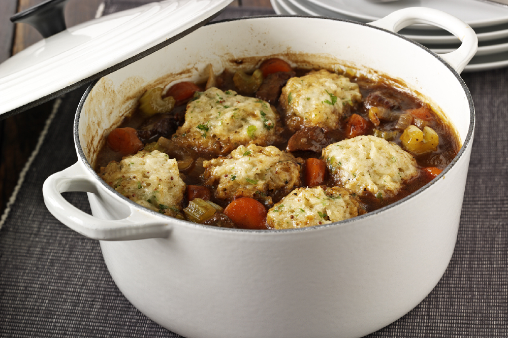 Beef & Beer Casserole With Tewkesbury Hot Mustard Dumplings