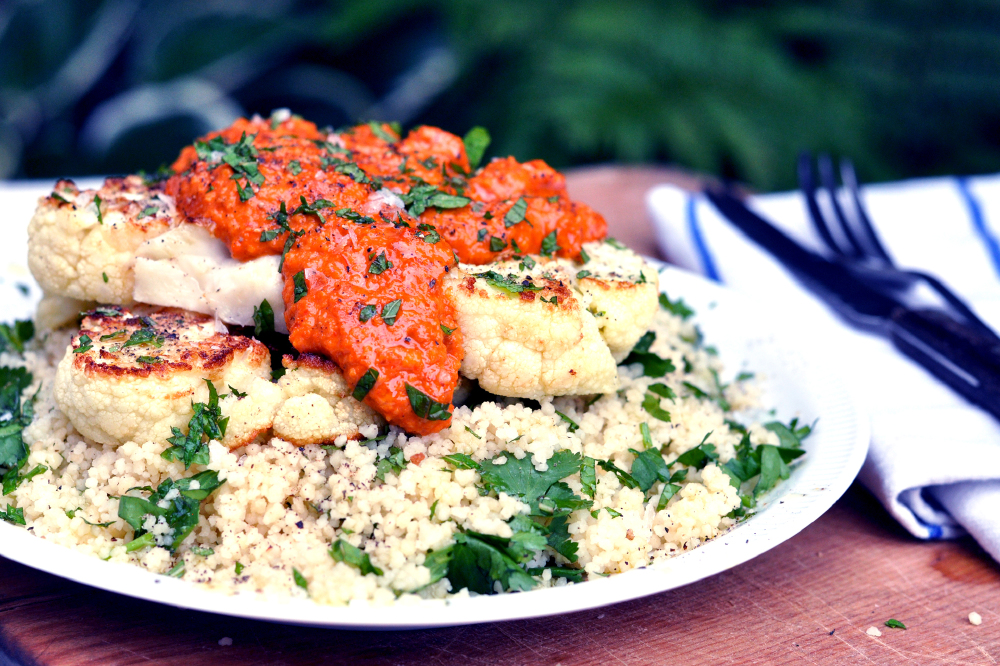 Cauliflower Steaks With Spicy Romesco Sauce