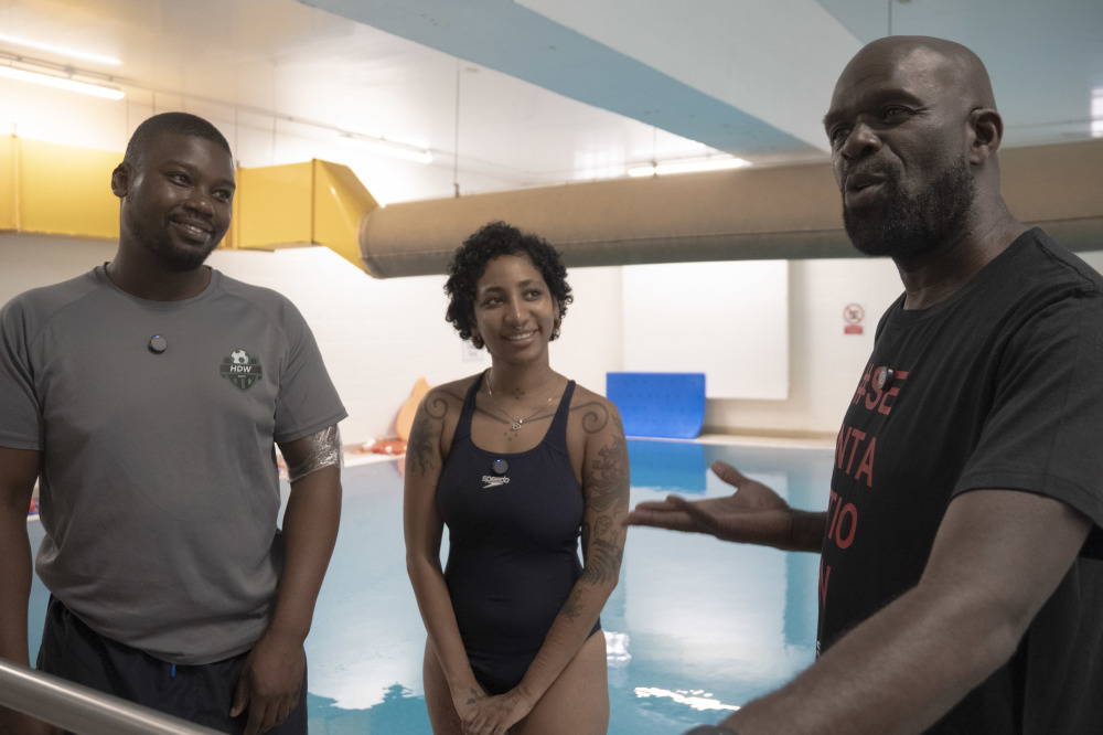 Devonyae Headley, Meili Jade, and Ed Accura at the pool