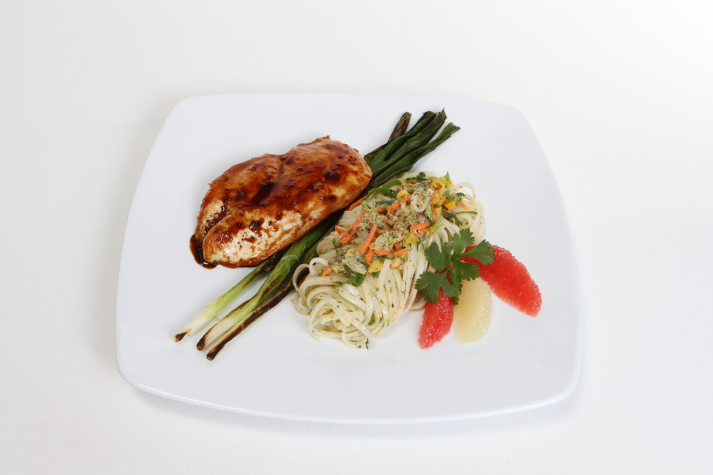 Florida Grapefruit and Citrus-Soy Glazed Chicken with Chilled Rice Noodles