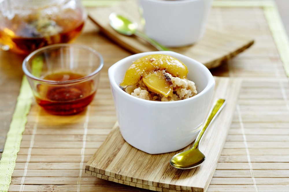 Gluten Free Chai Tea and Nectarine Baked Rice Pudding