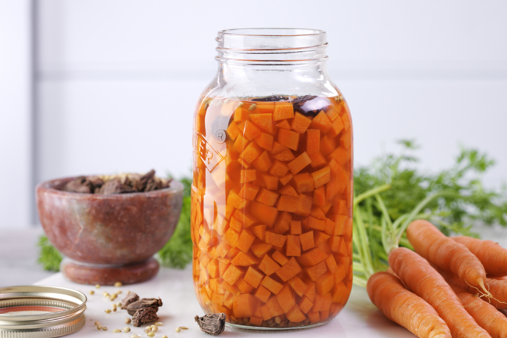 Vegan Smokey Black Cardamom Pickled Carrots