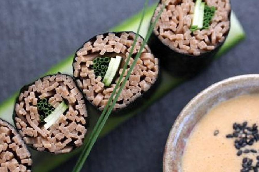 Homemade Sesame Dressing With Soba Roll