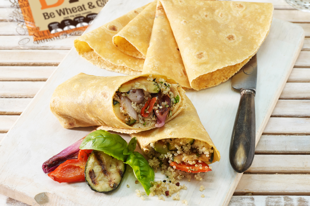 Sweet Potato Wrap with Quinoa and roasted veg