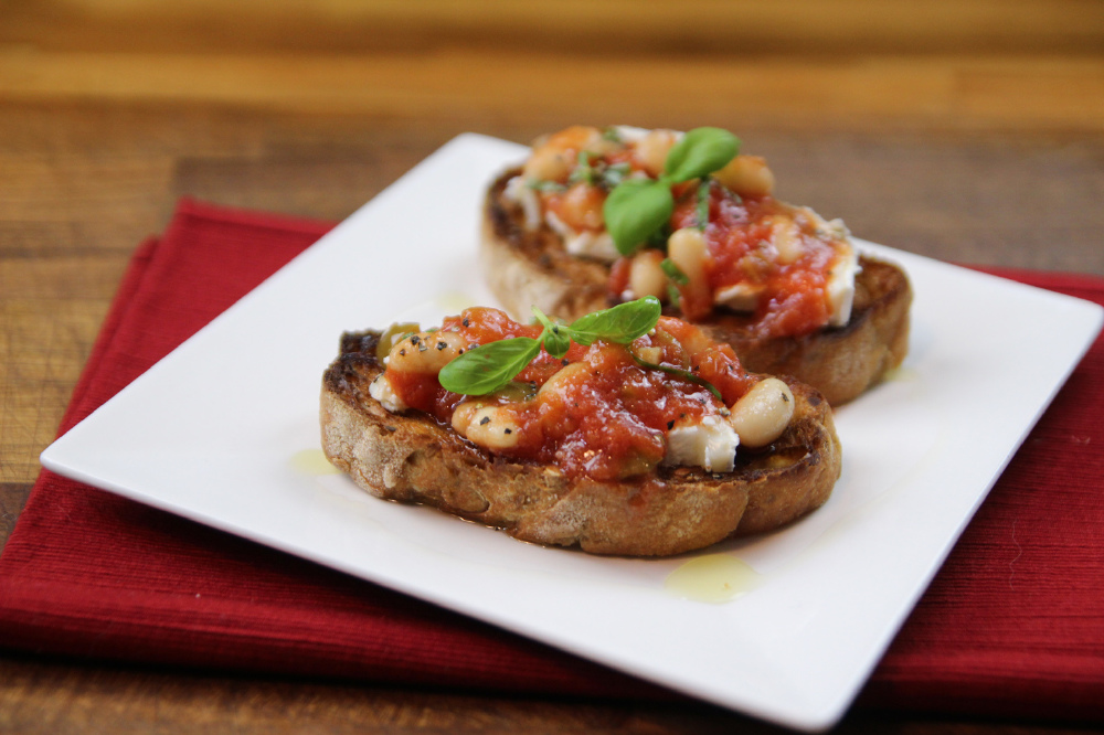 Tuscan Style Tomato and Bean Bruschetta