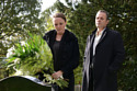 Janine and David visit Pat Butcher's grave / Credit: BBC