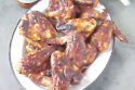 Fiery Bourbon Chicken Wings With Blue Cheese Dip