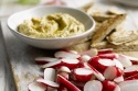 Toasted Garlic Hummus with Radishes and Pitta Bread