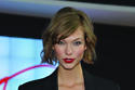 Karlie Kloss shows off a stunning bold red lip