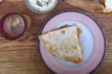 Cheat’s kimchi quesadilla with toasted sesame vegan mayo