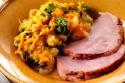 Bubble and Squeak with Red Leicester Melt served with Gammon Ham