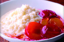 Rice pudding with Marsala poached plums