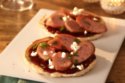 Red Onion Marmalade, Smoked Sausage and Feta Mini Pizzas