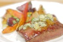 VIDEO: Steak with Blue Cheese and Roasted Vegetables Recipe