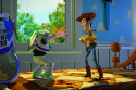 Buzz meets Woody in Toy Story