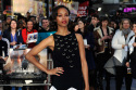 Zoe Saldana looked beautiful in her black-and-white-gown