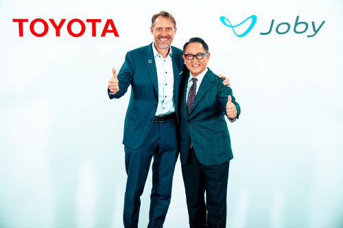 Joby founder and CEO JoeBen Bevirt and Akio Toyoda, Chairman of the Toyota Group