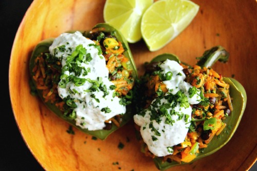 Stuffed Poached Peppers with Indian Flavoured Grains