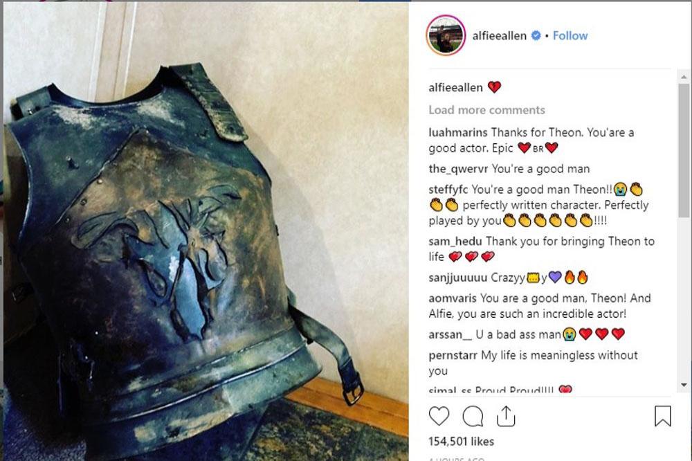 Alfie Allen's armour (c) Instagram