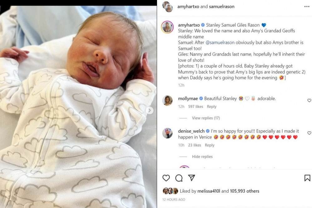 Amy Hart has named her baby boy Stanley - Instagram