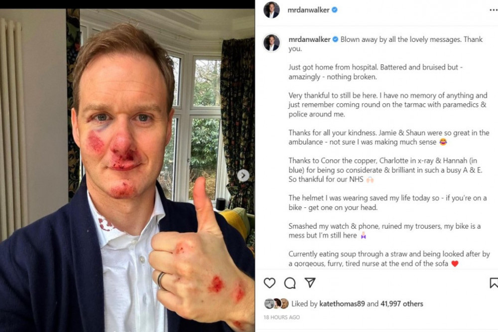 Dan Walker couldn't sleep after being pumped full of painkillers following his near-death bike accident - Instagram