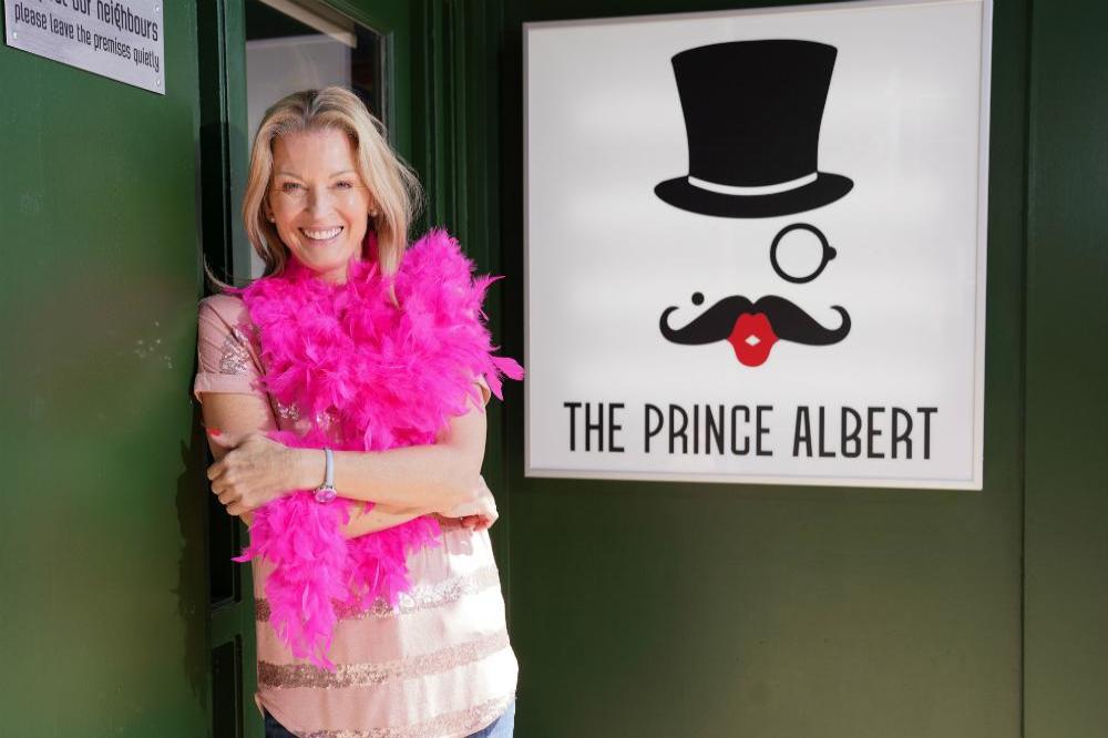 Kathy Beale outside The Prince Albert 