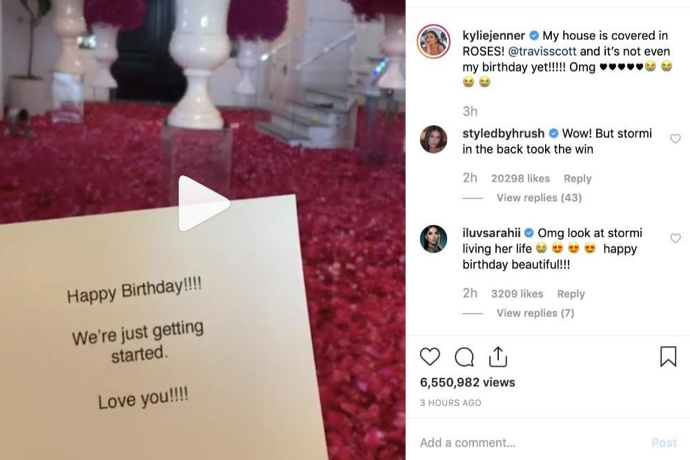 Travis Scott fills Kylie Jenner's home with roses