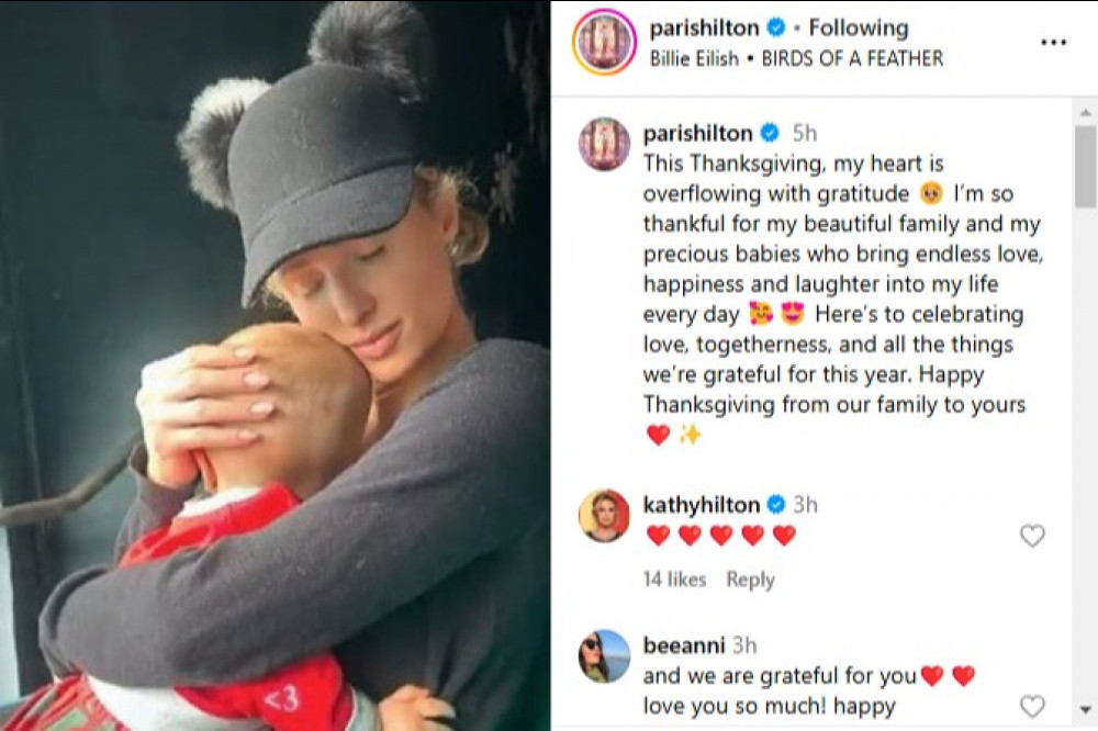 Paris Hilton is 'overflowing with gratitude' this Thanksgiving