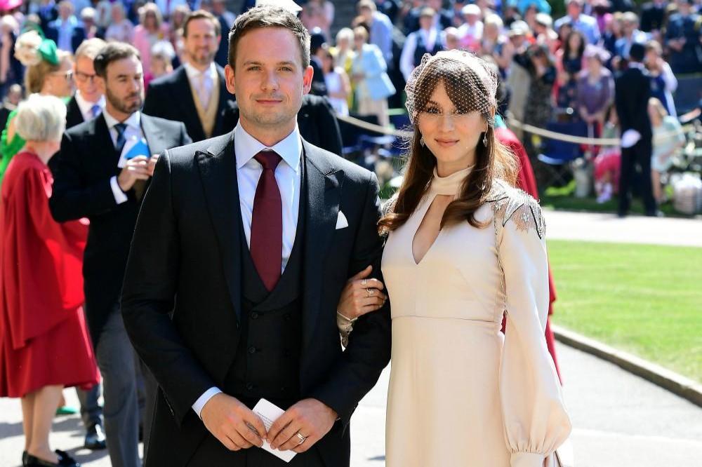 Patrick J. Adams and Troian Bellisario at the 2018 Royal wedding