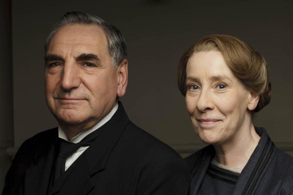 Phyllis Logan and Jim Carter as Mrs. Hughes and Mr. Carson