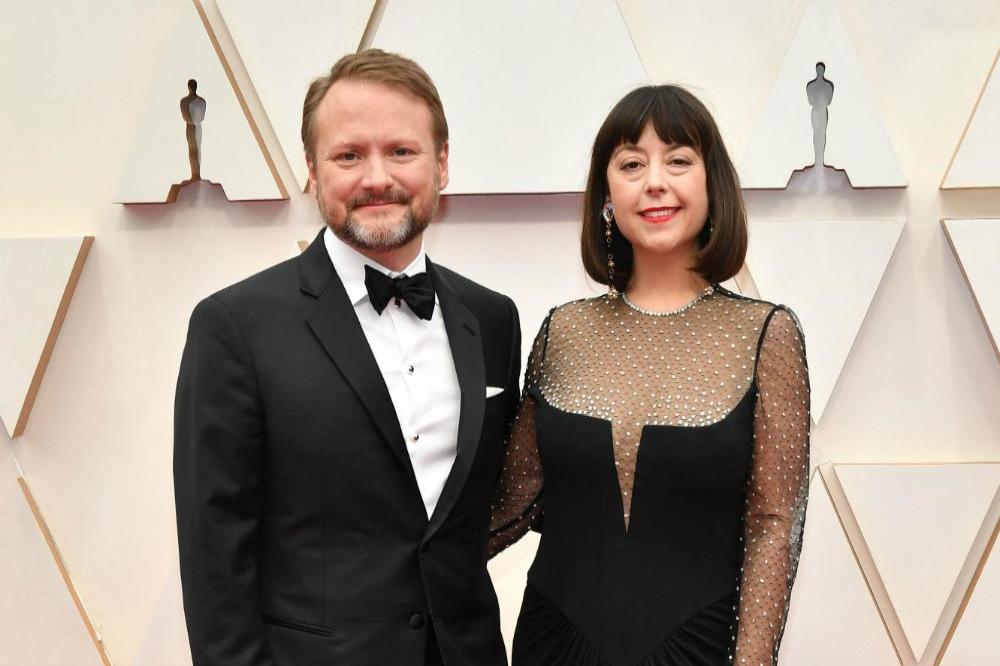 Rian Johnson and wife Karina Longworth at the Academy Awards