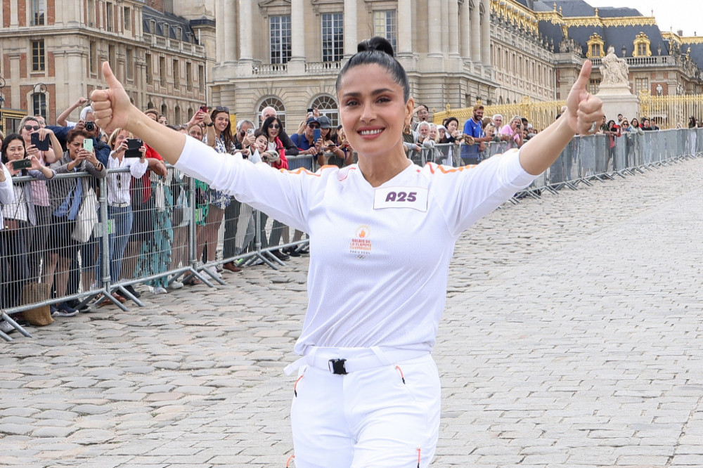 Salma Hayek during the Olympic Torch Relay