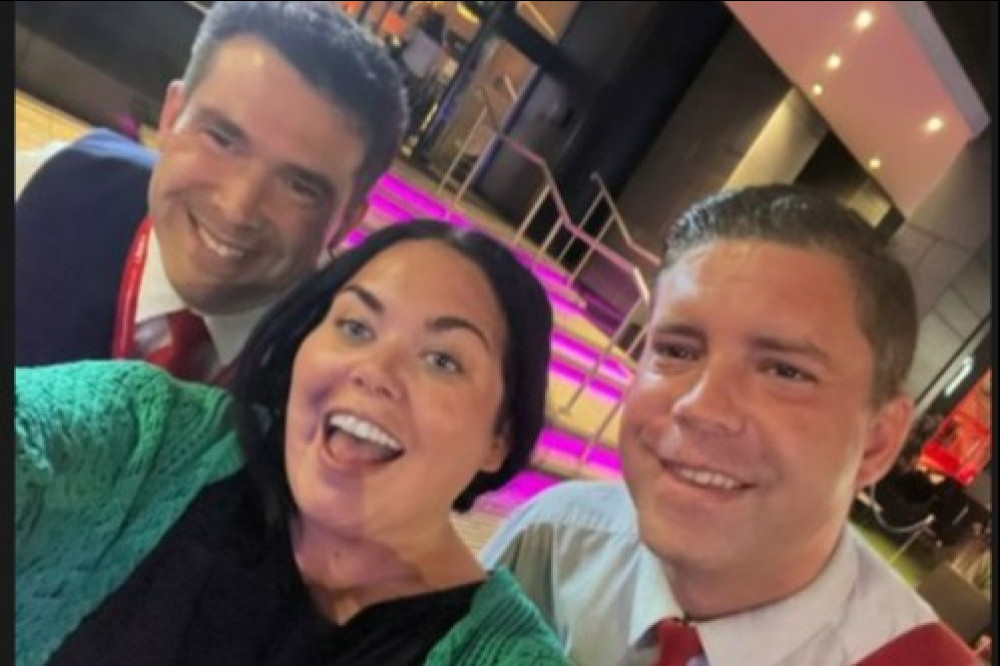 Scarlett Moffatt poses with two LNER staff members after they saved her from a stalker - Copyright Instagram