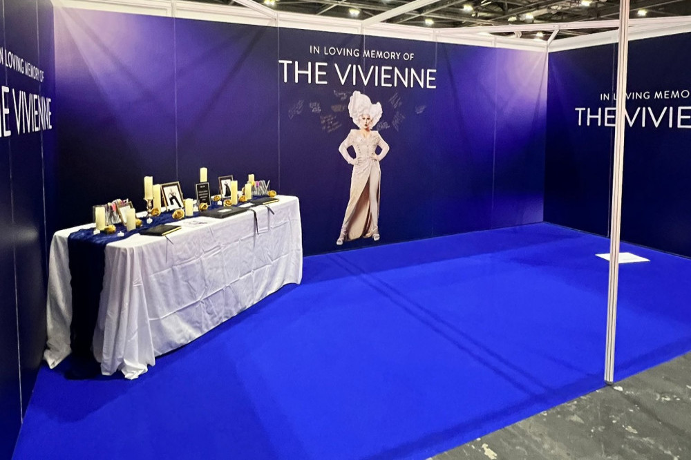 The memorial booth for The Vivienne which has been set up at RuPaul’s DragCon UK 2025