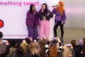 Sugababes performing at London King's Cross station