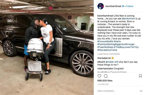 Kevin Hart brings son home