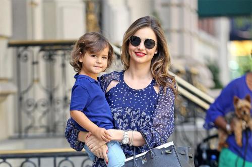 Miranda Kerr and Flynn stop traffic in mother and son brights