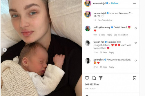 Romee Strijd gives birth