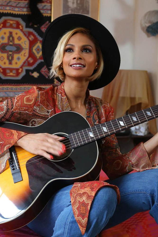 Alesha Dixon dressed as Jimi Hendrix