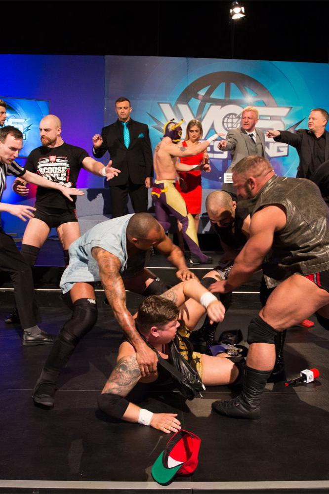 Brawl breaks out at World of Sport Wrestling series launch