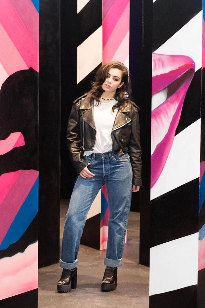 Charli XCX at the Pepsi Max Cherry Gif-iti installation 