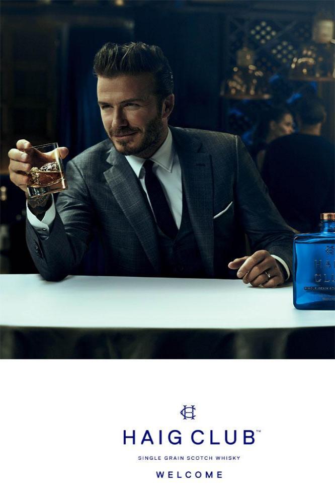 David Beckham with his whiskey