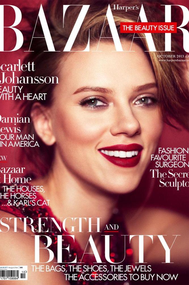 Scarlett Johansson on cover of Harper's Bazaar magazine