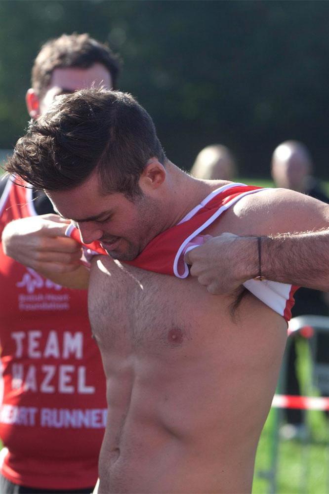 Spencer Matthews stripping off at The BHF Blenheim Palace 10k