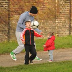 David playing with Cruz and Harper in the park