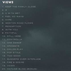 Drake's Views album tracklist