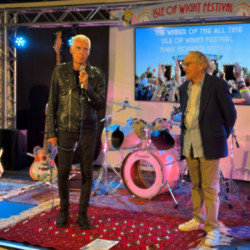 John Giddings and Ray Foulk at the launch of the Isle of Wight Festival exhibition Experience 25